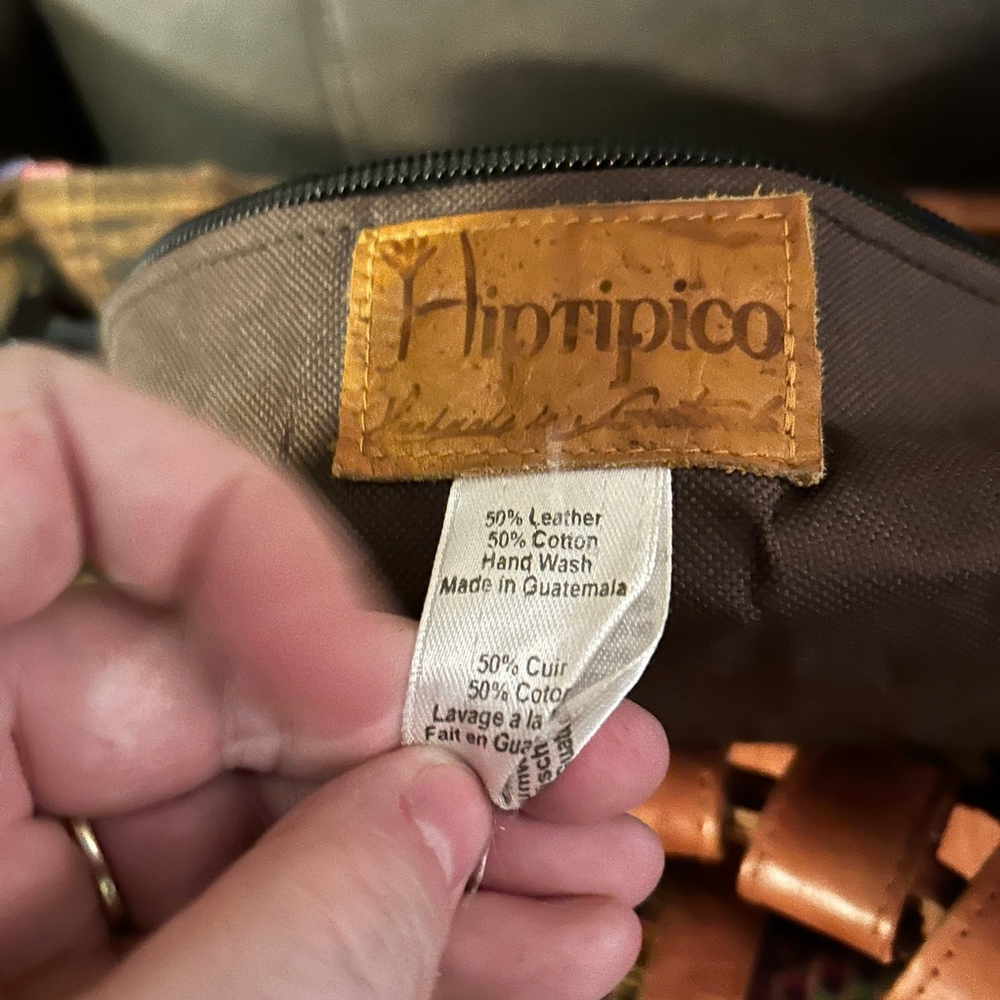 Hiptipico Leather Cotton Woven Boho Bag - Picture 4 of 7